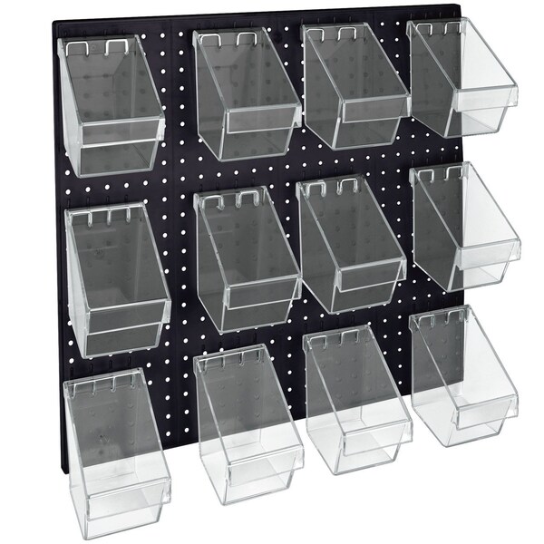 12 Mini Bucket Peg Wall Accessory Organizer Set 24''W x 24''H Pegboard Panel